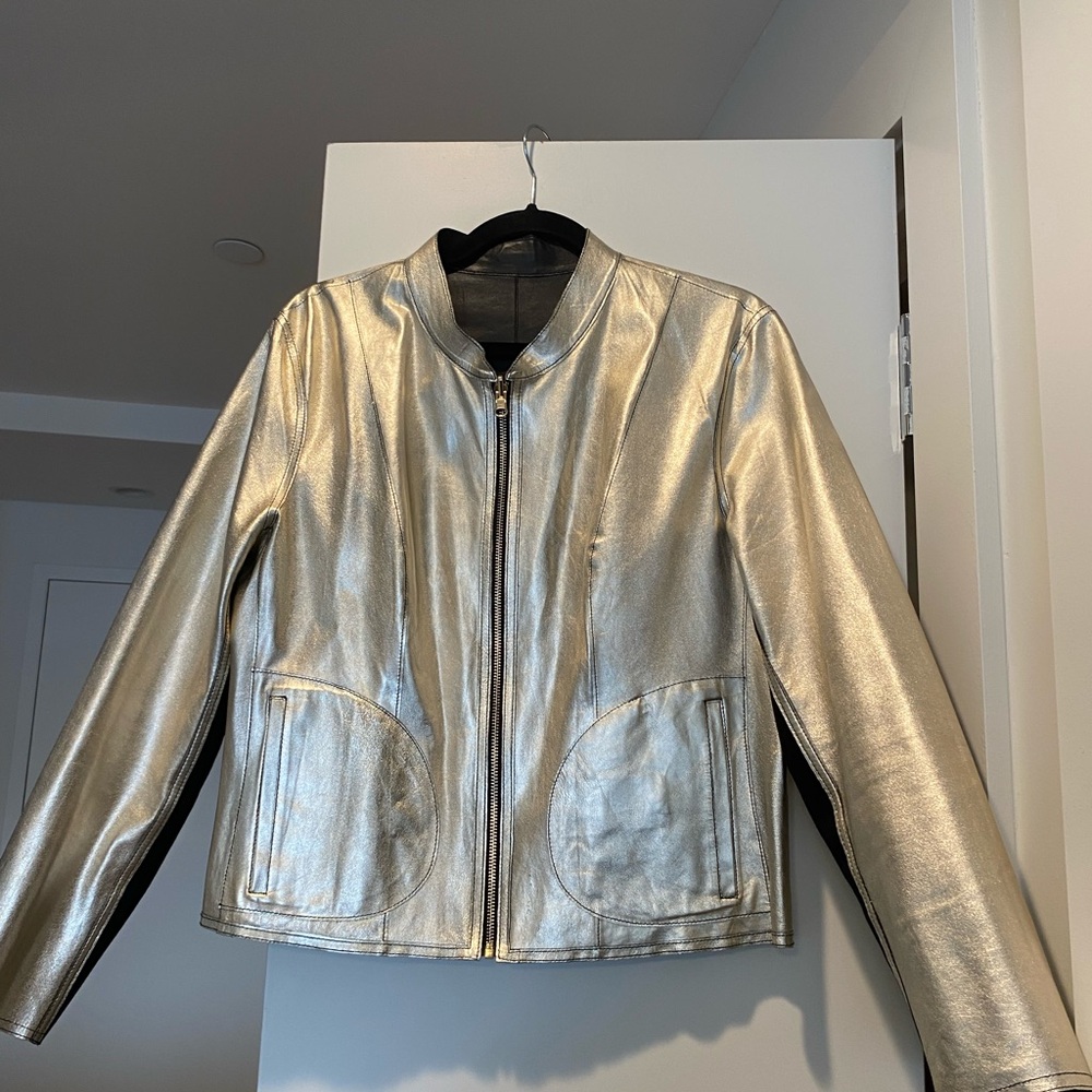 Lamarque Black and Gold Reversible Bomber Jacket